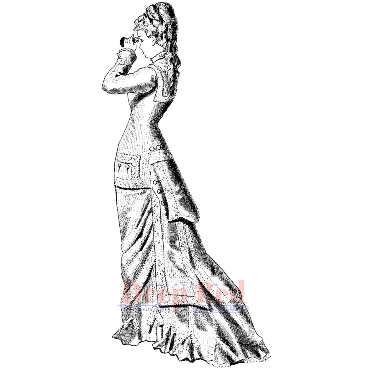 Deep Red Stamps Victorian View Rubber Cling Stamp 1.6 x 3.3 inches